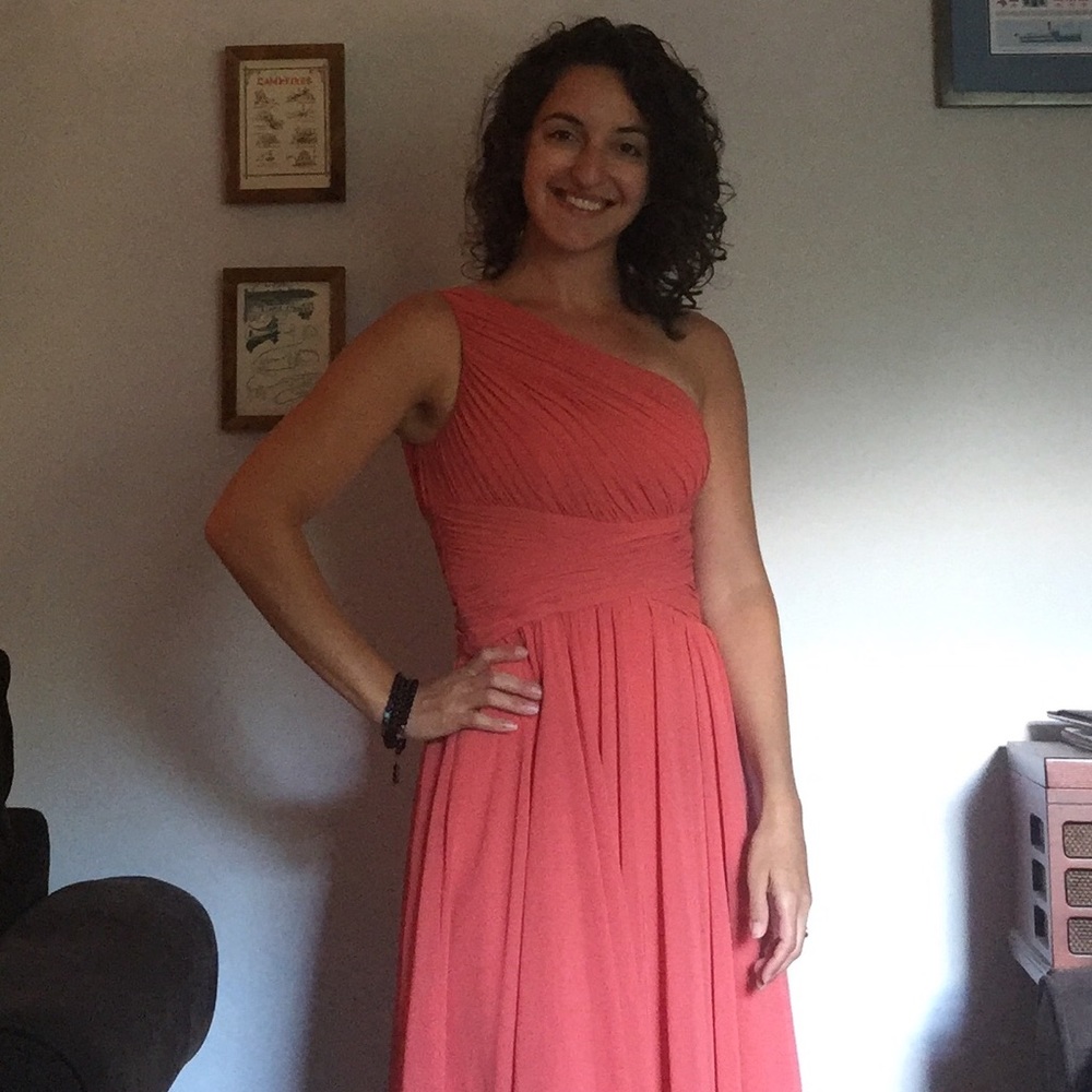 Bari Jay salmon bridesmaid dress